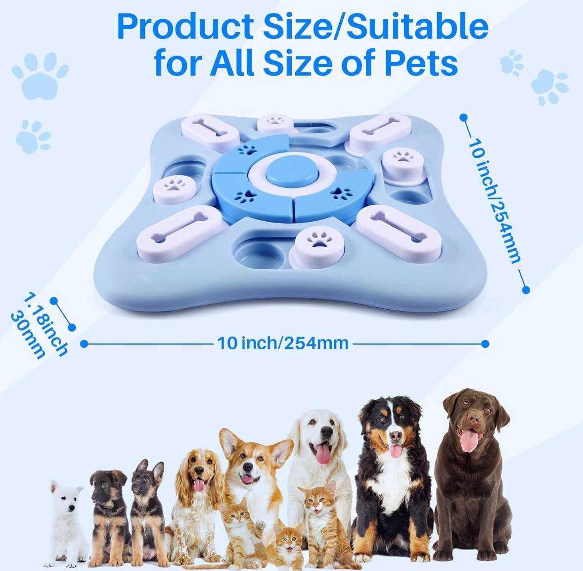 Interactive Dog Puzzle Toy suitable for all dog sizes, 10-inch treat dispenser for mental stimulation and IQ training.