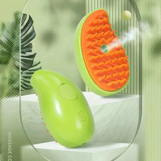 Pet Grooming Spray & Massage Comb for Cats and Dogs, 3-in-1 Electric Tool with Spray and Massage Features.