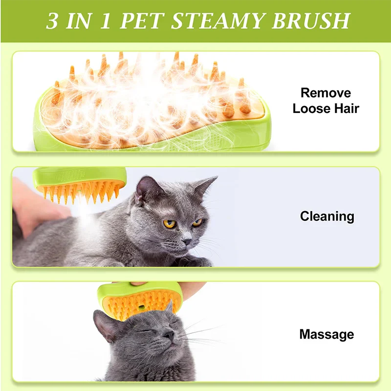 Pet Grooming Spray & Massage Comb for Cats and Dogs with Hair Removal and Massage Features