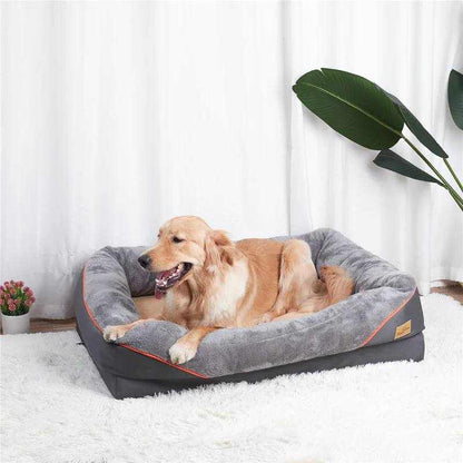 Orthopedic dog bed with memory foam for joint support and comfort.