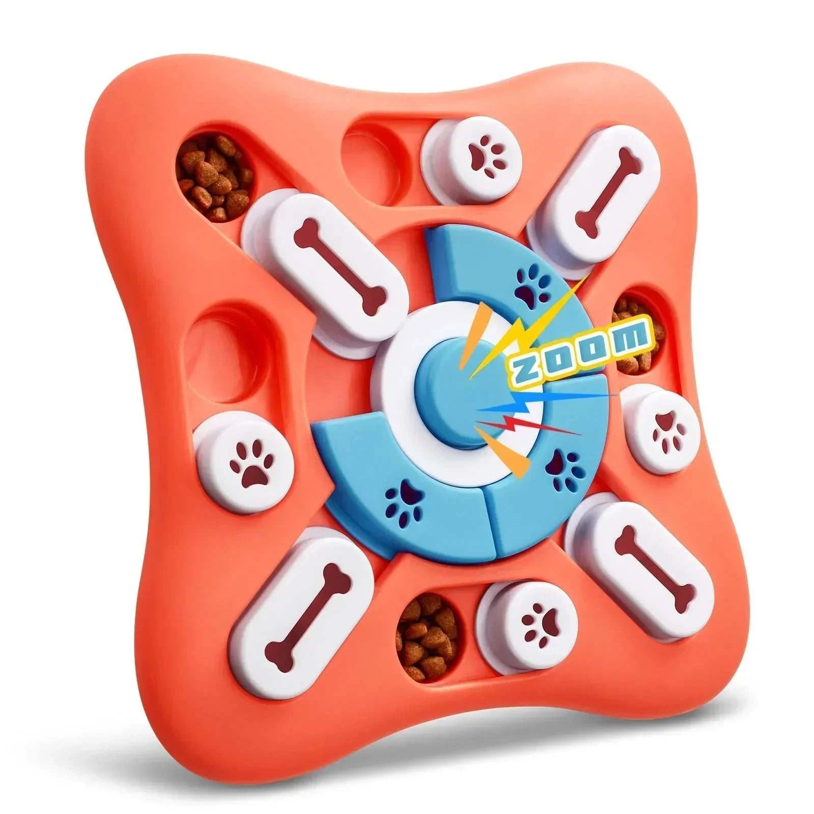 Interactive dog puzzle toy for mental stimulation and treat dispensing.