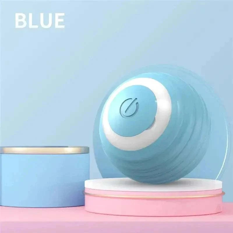 Magic Cat Ball Toy in blue on a stylish display.